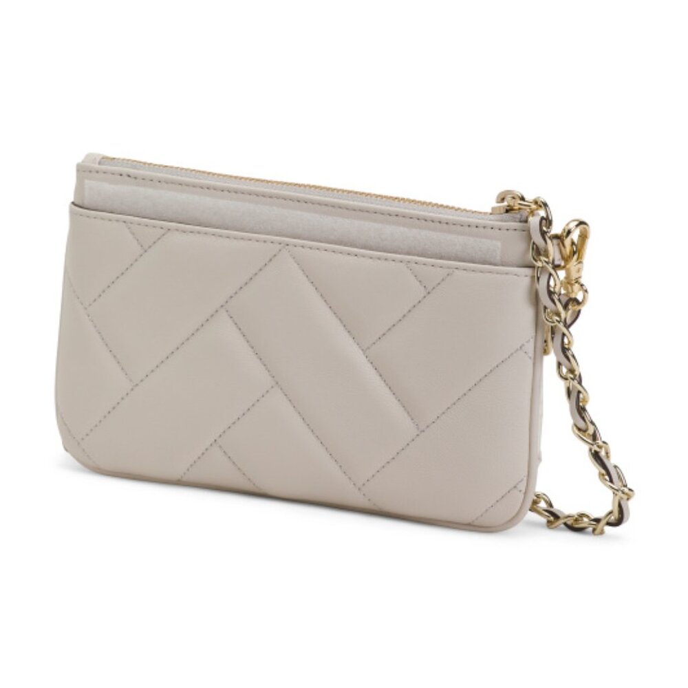 Cream White Leather Lamb Quilted Chain Wristlet, Sidney, DKNY, Color: Pebble NWT - Picture 6 of 8